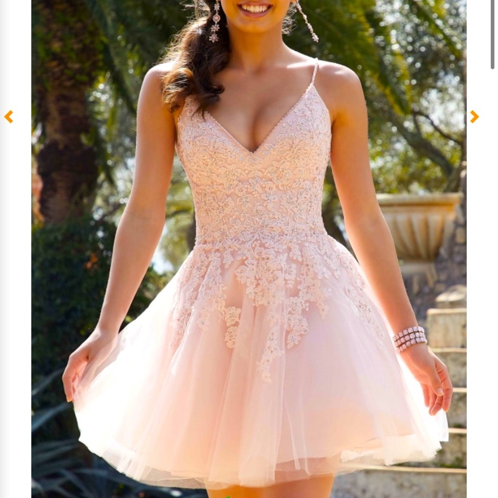 Morilee Madeline Gardner Blush homecoming dress